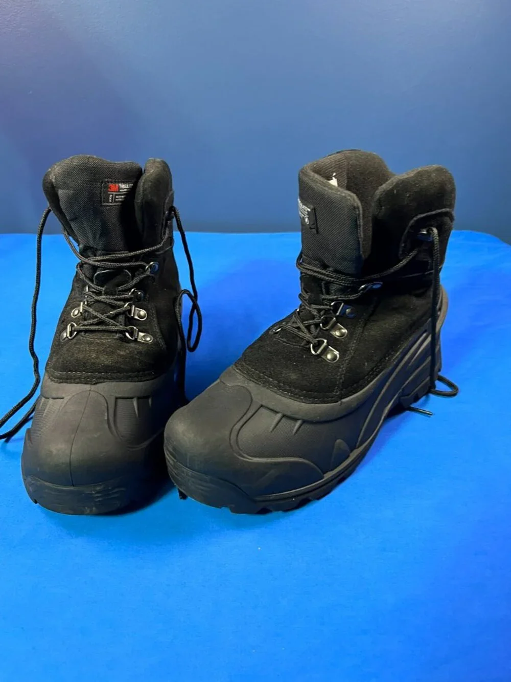 Falls Creek Blizzard Black Suede Thinsulate LaceUp Snow Winter Boots mens Sz 10